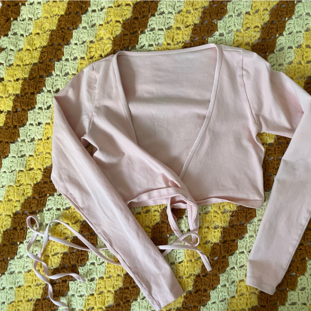 Los Angeles Apparel Pink Long Sleeve wrap top